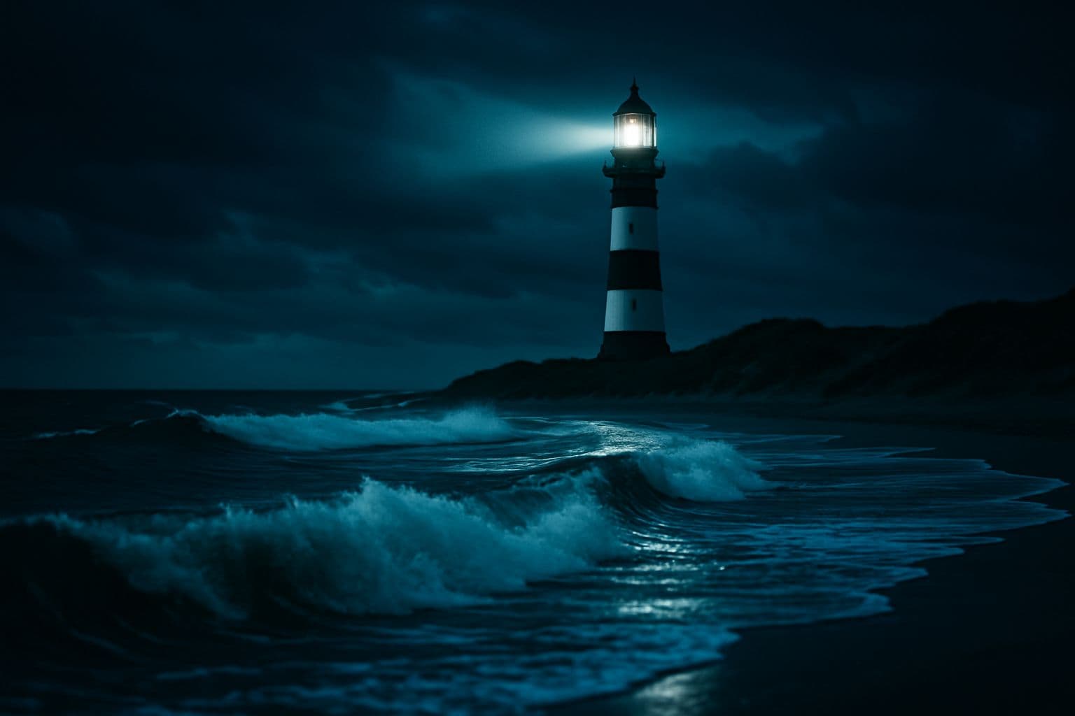 Leuchtturm an der Nordseeküste bei Nacht: Webdesign aus Wilhelmshaven von Nordseehelden